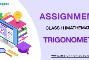 Assignments For Class 11 Mathematics Trigonometry