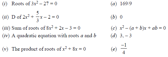 Assignments Chapter 4 Quadratic Equation Class 10 Mathematics
