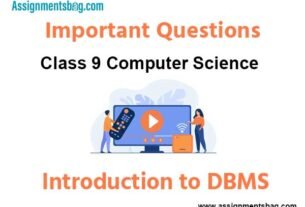 Introduction to DBMS Class 9 Computer Science Important Questions