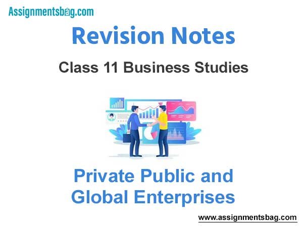 Private Public and Global Enterprises Class 11 Business Studies Revision Notes